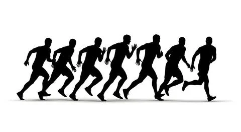 Backward Running Training Drill Silhouettes Stock Illustration