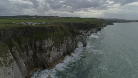 Backward view survey of the ocean coast with cliffs Stock Footage 205223592