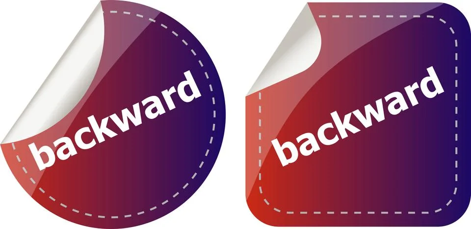 Backward word on stickers button set, label Stock Illustration