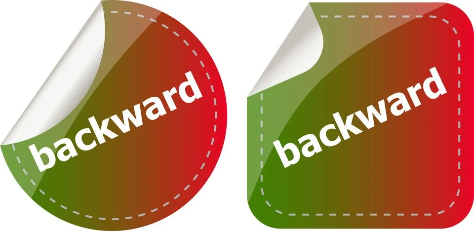 Backward word on stickers button set, label Stock Illustration