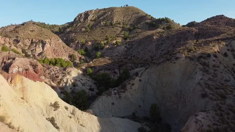 Backwards aerial view of a desertic area Video stock 164609279