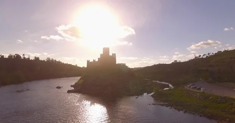 Backwards Castle River Travelling Stock Footage 82707213