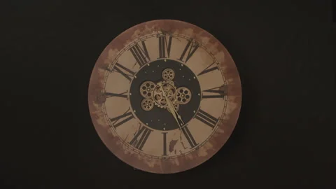 A Backwards Clock Spinning with Exposed Gears Video stock 208788454
