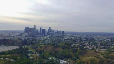 Backwards Cloudy LA skyline Video stock 119145427