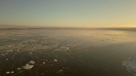 Backwards drone view going towards the coast of the Canadian town of Stock Footage 264721676