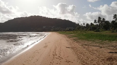 Backwards flight coastline 스톡 동영상 123644448