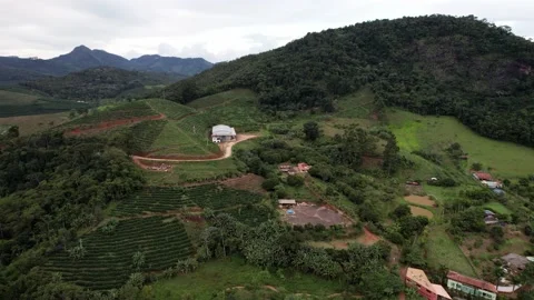 Backwards reveal of Castelo do Cafe in Manhuacu, Minas Gerais, Brazil a coffee Stock Footage 229584304