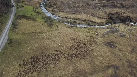 Backwards reveal Drone Flight Gap of Dunloe in Ireland, County Kerry Stock Footage 90032078