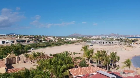 Backwards shot of pool house Stock Footage 119145546
