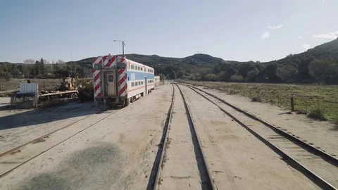 Backwards Train Ride Station Stock Footage 72794382