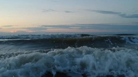 Backwards Waves Drone Shot Coast Water Break Stock Footage 106762566