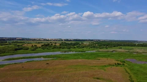 Backwaters and green areas of the Bug River in Poland Stock Footage 253522493