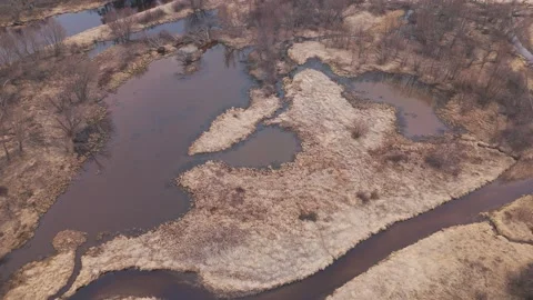 The backwaters of Lake Eau Claire seen from a drone Stock Footage 306902012