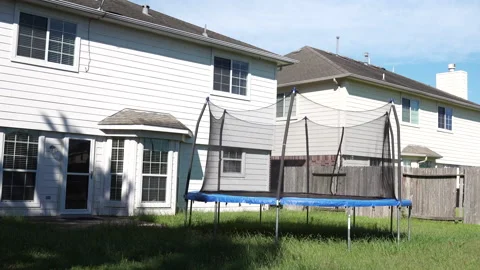 Backyard and trampoline Stock-Footage 140064021