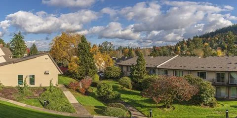 Backyard Autumn colors Gresham Oregon. Stock Photos