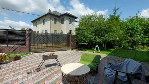 Backyard with barbecue area Stock Footage 157860122