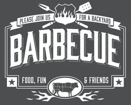 Backyard Barbecue Vector Invitation Stock Illustration