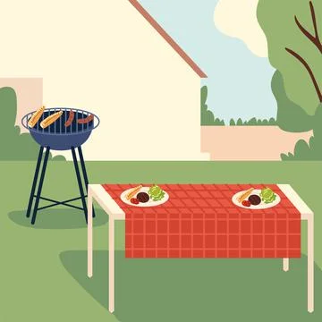 Backyard bbq grill Stock Illustration