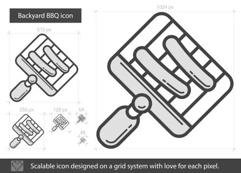 Backyard BBQ line icon Stock Illustration