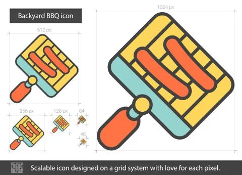 Backyard BBQ line icon Stock Illustration