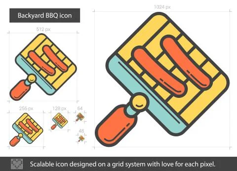 Backyard BBQ line icon. Stock Illustration
