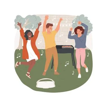 Backyard BBQ party isolated cartoon vector illustration. Ilustración de archivo