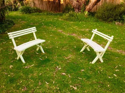 Backyard benches Stock Photos