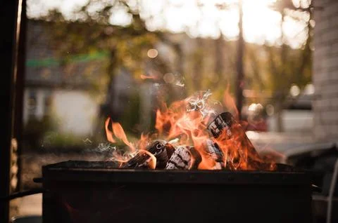 Backyard Blaze: Fire Grill Extravaganza Foto stock