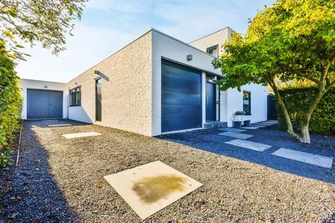 Backyard with building in town Stock Photos
