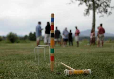 Backyard croquet party Stock Photos