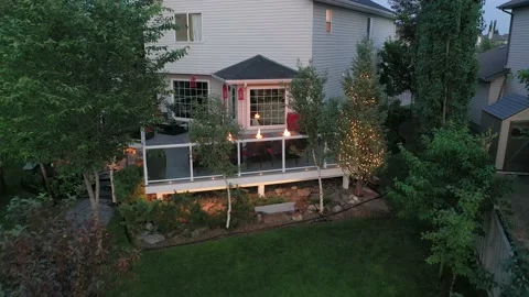 Backyard Deck in evening Video stock 171287900