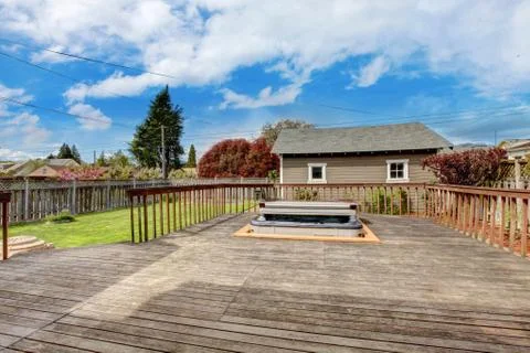 Backyard deck with jacuzzi Stock Photos