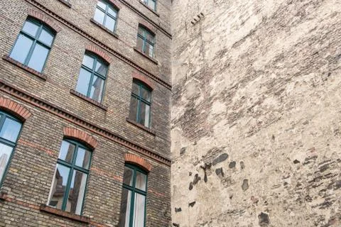 Backyard , facade of old building in Berlin Stock Photos