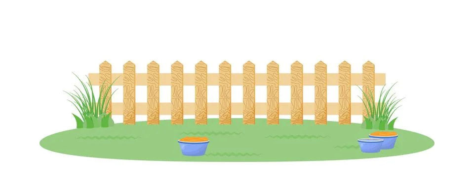 Backyard with fence flat color vector illustration Stockillustratie