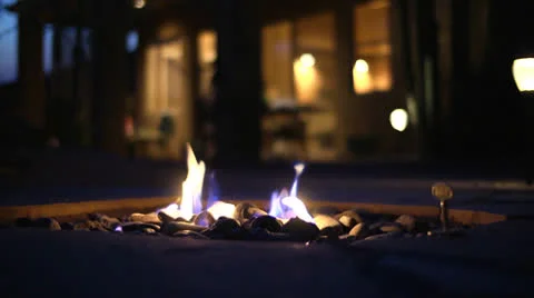 Backyard Fire Pit Bokeh Stock Footage 22632526