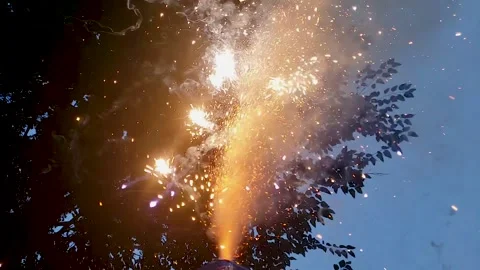 Backyard Fireworks Pyrotechnics Stock Footage 158818649