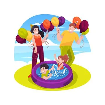 Backyard fun isolated cartoon vector illustration. Stock Illustration