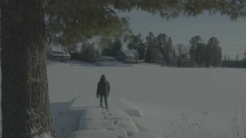 Backyard fun in snowy Canada Video stock 170277985