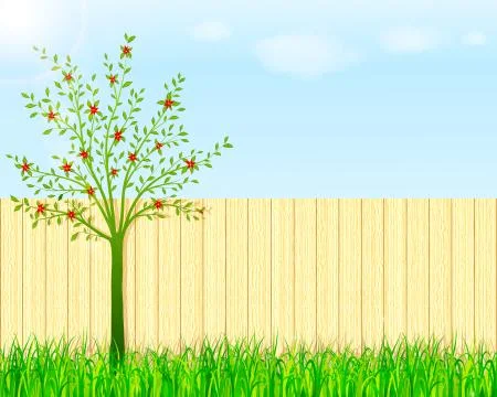 Backyard garden background 스톡 일러스트
