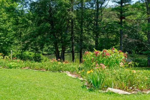 Backyard garden in full bloom Stock Photos