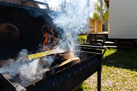 Backyard Grill Ready for Cooking Stock Photos