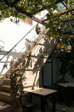 Backyard of homested in Lindos Stock Photos