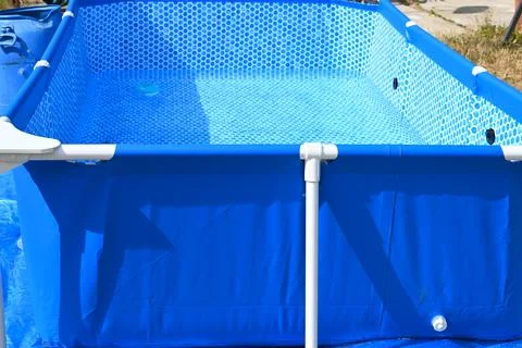 Backyard inflatable pool background Stock Photos