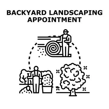 Backyard landscaping appointment planning and gardening services Stock Illustration