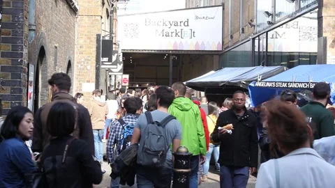 Backyard Market on Brick Lane Stock Footage 166366922