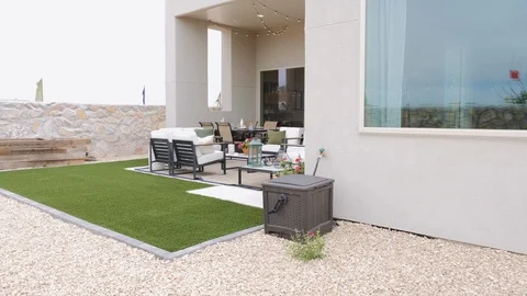 Backyard Move to Patio Setting Stock Footage 112888733