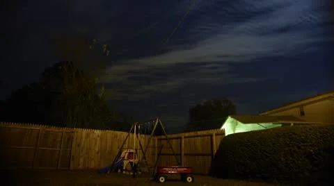 Backyard at Night Time lapse Video stock 12666674