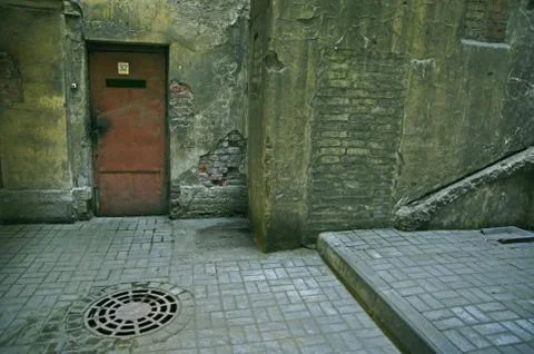 Backyard of old building Stock Photos