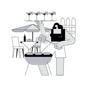 Backyard party abstract concept vector illustration. Ilustración de archivo