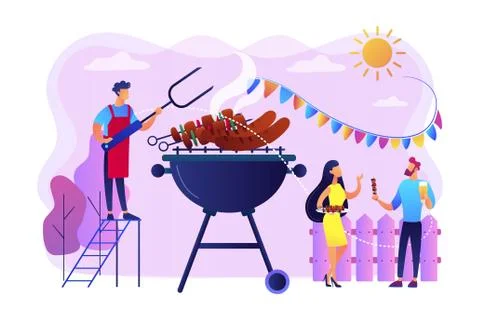Backyard party concept vector illustration. Stockillustratie